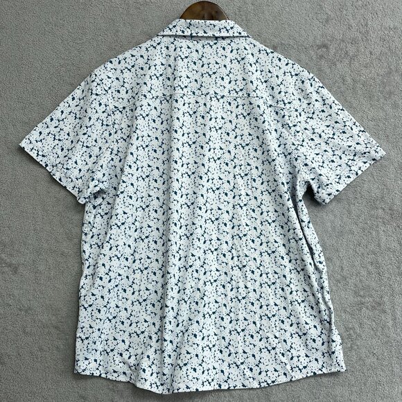REV Men's XL Short Sleeve Shirt Blue Floral Pattern Polyester & Spandex - Picture 2 of 7